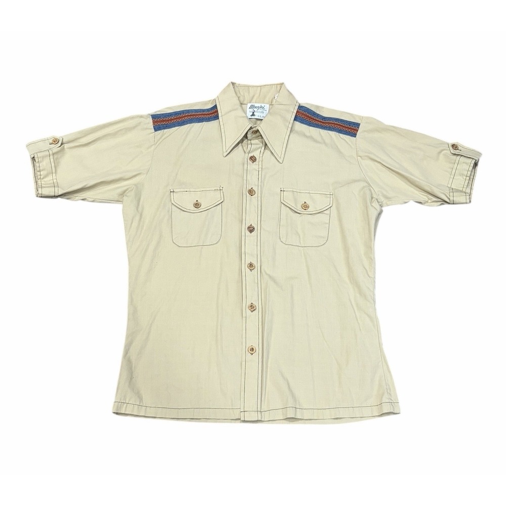 Vintage Monzini Monticello Western Cowboy Mens Button Shirt 16 - 16 1/2" Medium